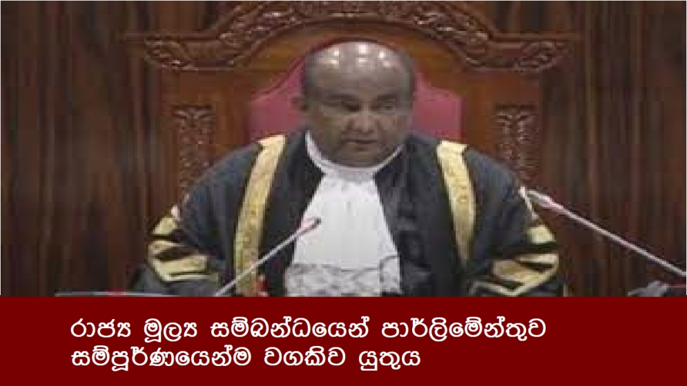 රාජ්‍ය මූල්‍ය සම්බන්ධයෙන් පාර්ලිමේන්තුව සම්පූර්ණයෙන්ම වගකිව යුතුය